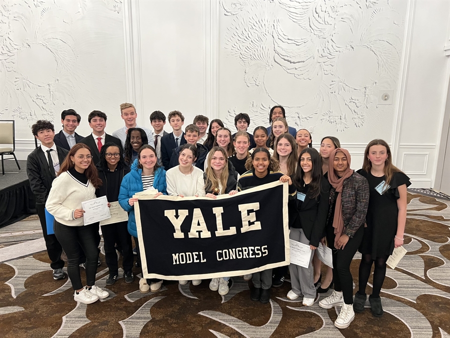 Group photo of Montclair High School Model Congress at Yale